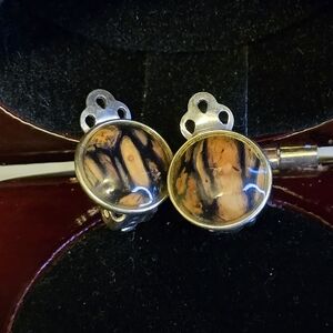 Vintage Natural Heathergem Circle Clip-On Earrings 92.5% Silver ONE OF A KIND